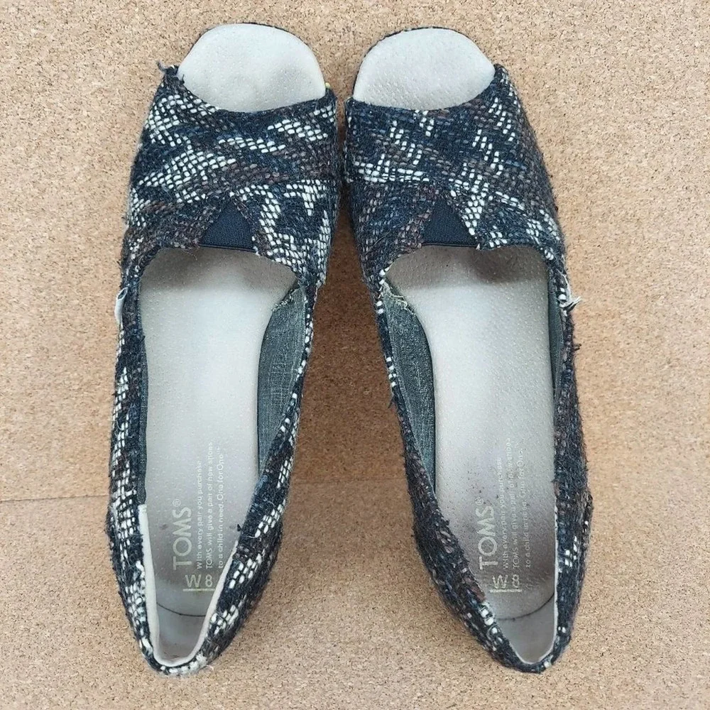 Toms Womens Peep Toe Slip On Wedge Heels Size 8_6